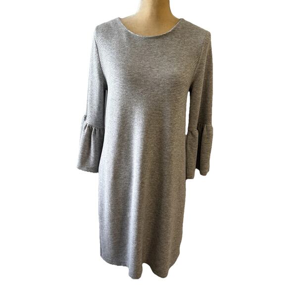 FRENCH CONNECTIONParos Sudan Bell Sleeve Shift Dress In Light Gray Melange Sz 6 - Picture 2 of 12